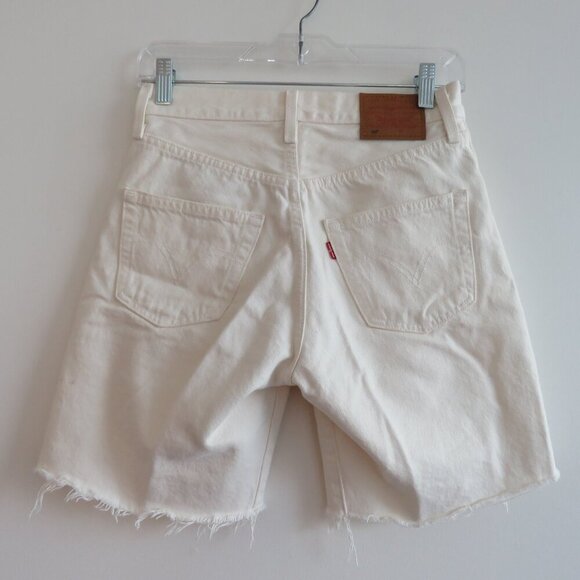 LEVI'S 501 90s Shorts Love Trip in Light White Stonewash Hippie Festival - Picture 11 of 14
